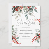 Country Winter Holly Save The Date (Vorderseite)
