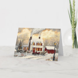 Country Winter Home Vintage Holiday Card Feiertagskarte