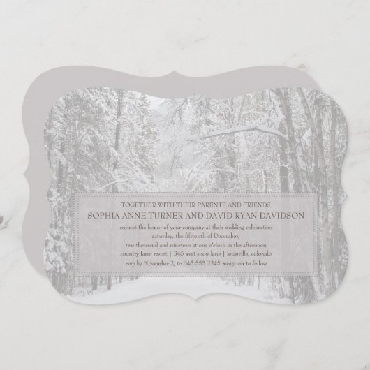 Country Winter Snow Forest Hochzeit Einladung (Vorne/Hinten)