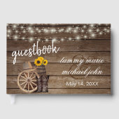Country Wood Barrel mit Sonnenblumen Gästebuch (Vorderseite)