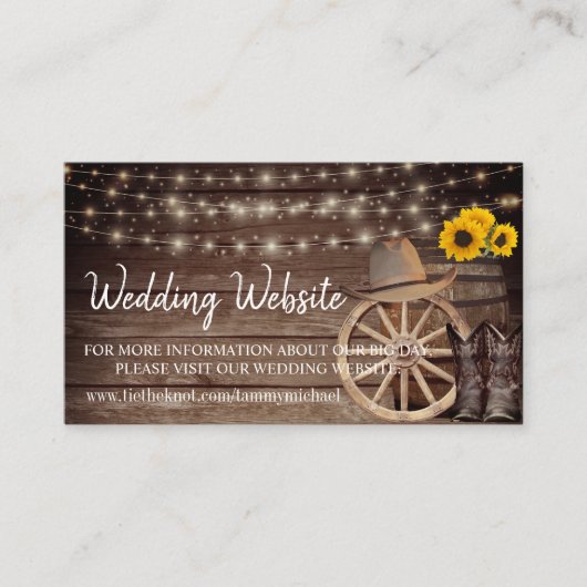 Country Wood Barrel - Sonnenblume - Website Hochze Begleitkarte (Vorderseite)