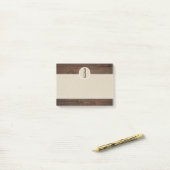 Country Wood & Brown Kraft Rustic Monogram Initial Post-it Klebezettel (Auf Schreibtisch)