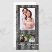 Country Wood Drei-Foto-Weihnachtskarte Feiertagskarte (Vorne/Hinten)