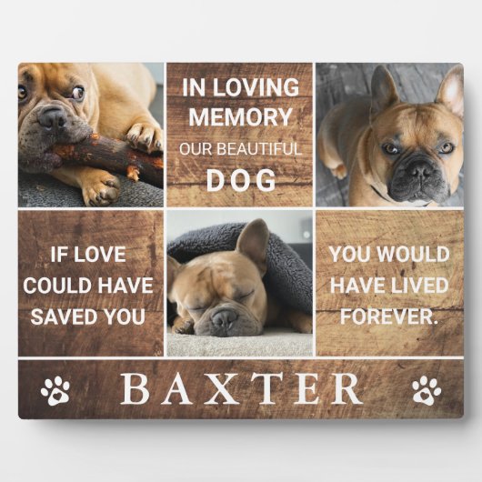 Country Wood Foto Collage Memorial Pet Keepake Fotoplatte (Vorderseite)