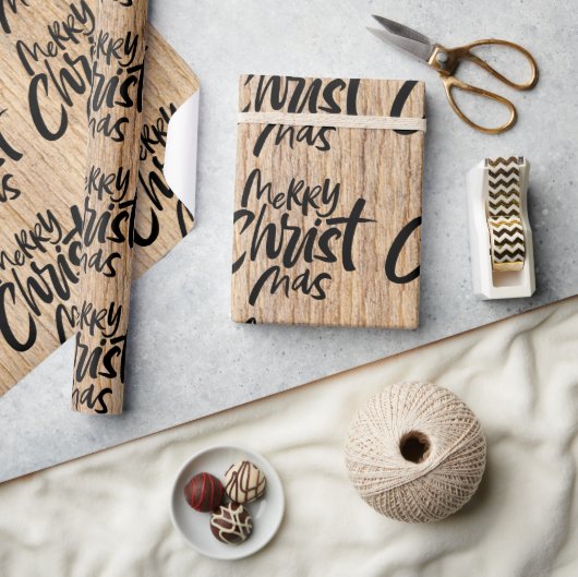 Country Wood frohe Weihnachten Christliche religiö Geschenkpapier (Kunsthandwerk)