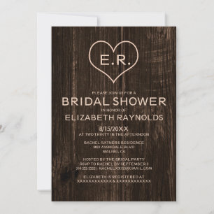 Country Wood Grain Bridal Dusche Einladungen