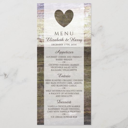 Country Wood Heart Menü Menükarte (Vorderseite)