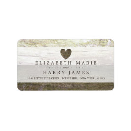 Country Wood Heart Wedding Adressaufkleber