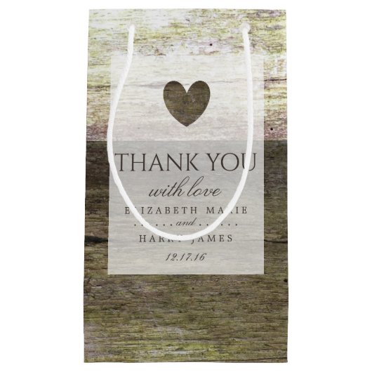 Country Wood Heart Wedding Kleine Geschenktüte (Vorderseite)
