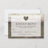 Country Wood Heart Wedding RSVP (Vorderseite)