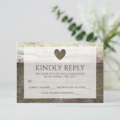 Country Wood Heart Wedding RSVP (Stehend Vorderseite)