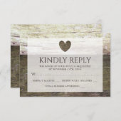 Country Wood Heart Wedding RSVP (Vorne/Hinten)