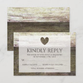 Country Wood Heart Wedding RSVP Karte (Vorne/Hinten)