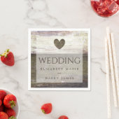 Country Wood Heart Wedding Serviette (Beispiel)