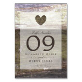 Country Wood Heart Wedding Tischnummer (Rückseite)
