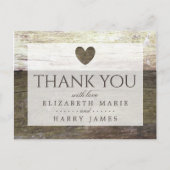 Country Wood Heart Wedding Vielen Dank Postkarte (Vorderseite)
