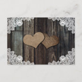 Country Wood Lace Wedding Hotel Übernachtungskarte Begleitkarte (Rückseite)