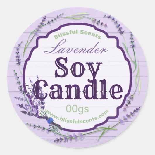 Country Wood Lila Lavender Soy Candle Labels Runder Aufkleber (Vorderseite)