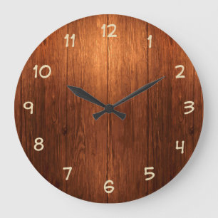 Country Wood Look Kitchen Clock Große Wanduhr