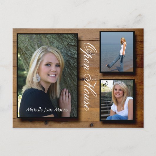 Country Wood Open House Einladungspostkarte (Vorderseite)