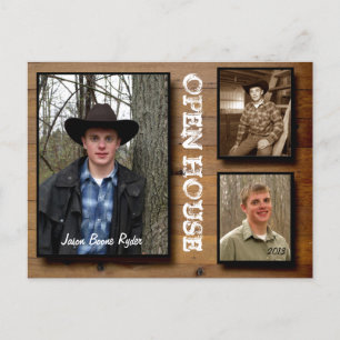 Country Wood Open House Einladungspostkarte