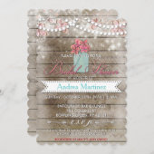 Country Wood Rustic Mason Jar Brautparty Einladung (Vorne/Hinten)