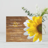 Country Wood Sunflower Sommerhochzeit Einladung (Stehend Vorderseite)