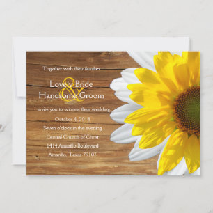 Country Wood Sunflower Sommerhochzeit Einladung