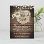 Country Wood Tree Slice rustikale String Lights Einladung (Stehend Vorderseite)