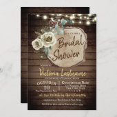 Country Wood Tree Slice rustikale String Lights Einladung (Vorne/Hinten)