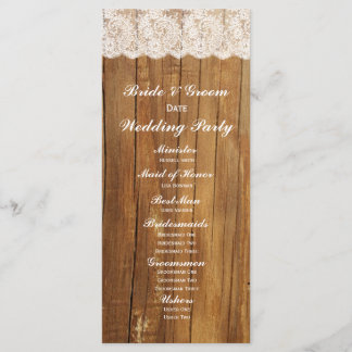 Country Wood Vintag Lace Wedding Programm