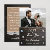 Country Wood White Pearls & Lace Dankeschön Karte (Vorne/Hinten)