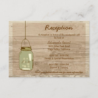 Country Wooden Rustikale Mason Jar Empfang Card Begleitkarte