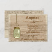 Country Wooden Rustikale Mason Jar Empfang Card Begleitkarte (Vorne/Hinten)
