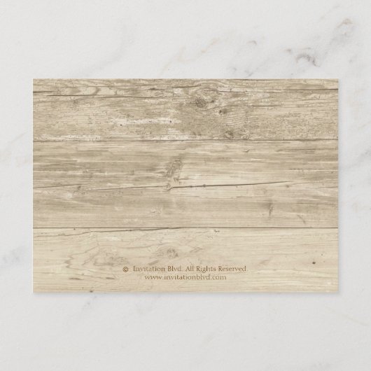 Country Wooden Rustikale Mason Jar Empfang Card Begleitkarte (Rückseite)