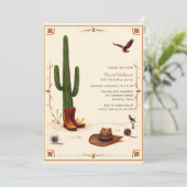 Country Wüste Thema Western Cowboy Birthday Einladung (Stehend Vorderseite)