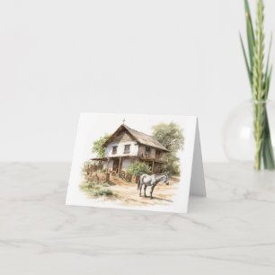 Country Zuhause mit Pferd in der Front Yard BLANK Karte