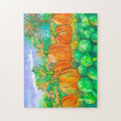 Country Zuhause Pumpkin Patch Herbstsaison Puzzle (Vertikal)