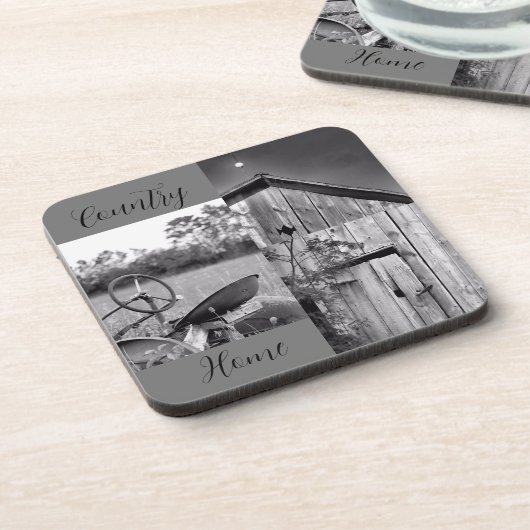 "Country Zuhause" Traktor Barn Collage Getränkeuntersetzer (Linke Seite)