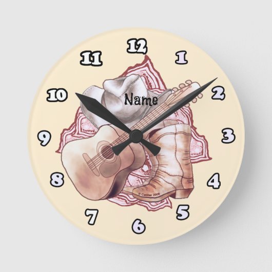 Countrygitarre runde wanduhr (Vorderseite)