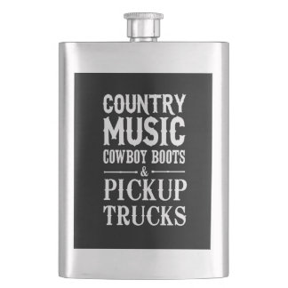 Countrymusik, Cowboystiefel u. Lieferwagen-LKWs Flachmann