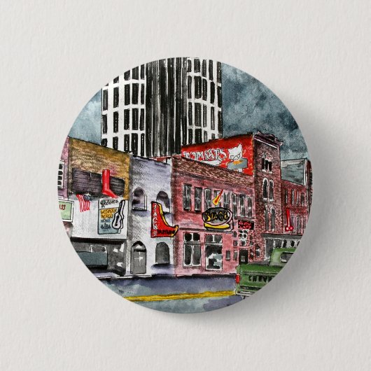 Countrymusik-Hauptstadtskunst Nashvilles Tennessee Button (Vorderseite)