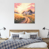 Countryside Cottage - Painterly Style Landscape Leinwanddruck (Insitu (Schlafzimmer))