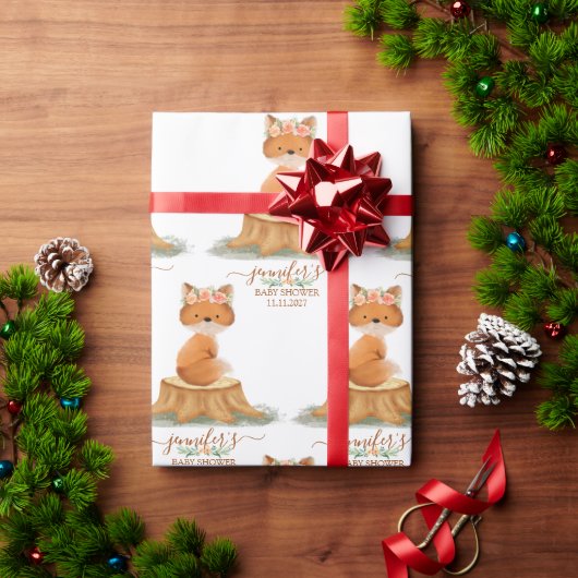 Countryside Fox Daisy Baby Shower Farmhouse Geschenkpapier (Feiertagsgeschenk)