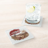 Countryside in the Autumn Quilling effect design Glasuntersetzer (Schrägansicht)