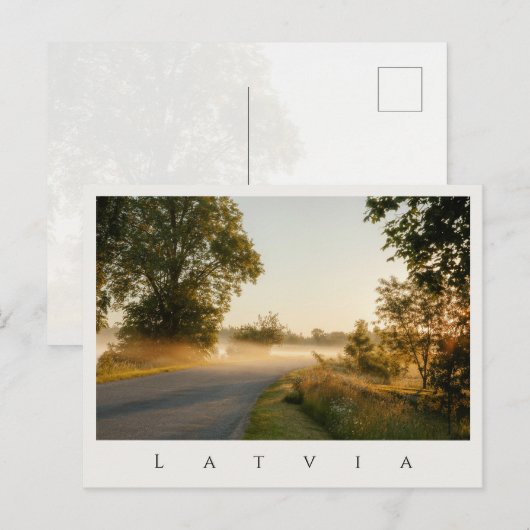 Countryside Morning Mist, Latvia nature Postkarte (Vorne/Hinten)