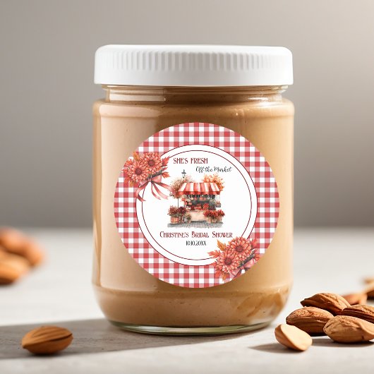 Countryside Picnic Gingham Brautparty Runder Aufkleber