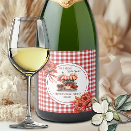 Countryside Picnic Gingham Brautparty Schaumweinetikett