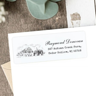 Countryside Rustic Barn Farmhouse Return Address