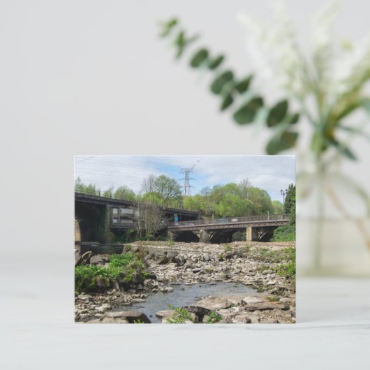 County Bridge and the River Calder, Sowerby Bridge Postkarte (Stehend Vorderseite)